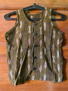 Boho Print Sleeveless Button-Up Blouse