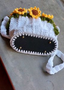 crochet sunflower bouquet bag