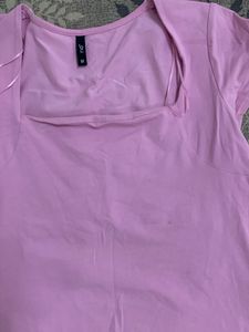 Cute Pink Square Neck Top