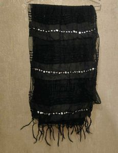 Black Sequined Sheer Scarf