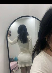 Elegant Cream Ruched Mini Dress
