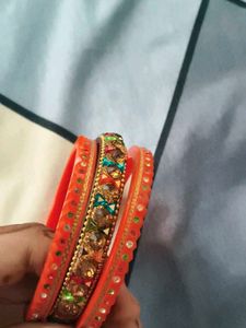 Classy rajasthani wear stone bangle set