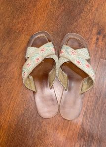 Embroidered Flat Sandals