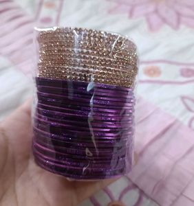 💜Elegant wine-golden metal bangles combo💜