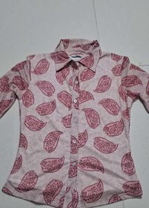Cute Pink Floral Button-Up Shirt