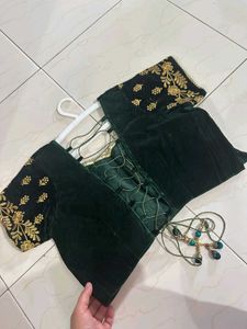 bottle green colour lehenga choli
