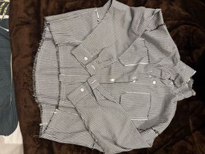 Striped Button-Up Shirt with Frayed Hem