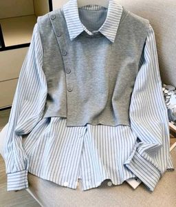 K-drama inspired striped shirt style pullover