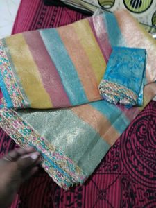 Sale New Saree Crush Multicolour With Border