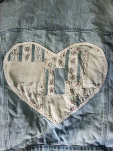 Light Wash Denim Jacket with White Trim