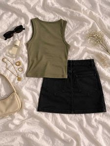 Olive Green Square Neck Tank Top