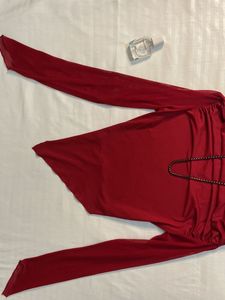 Red Sheer Sleeve Dark Siren Top ⛓︎ Y2K Vamp Core B