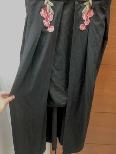 Floral Embroidered Low High Black Dress✨