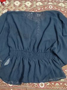 Chic Blue Sheer Top