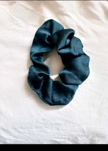 Elegant Teal Satin Scrunchie
