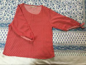 FRATINI Red Top with Cut Sleeves And Knot at Sleeve End