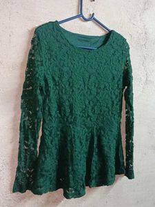 Elegant Lace Peplum Top Layered Green 💚
