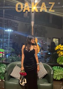 Elegant Black Velvet Evening Gown