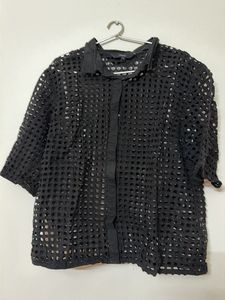 Chic Black Cut-Out Shirt