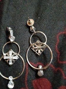 Silver Cz Stone Earrings