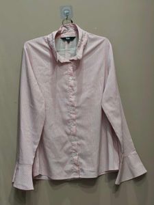 Pink Gingham Bell Sleeve Shirt