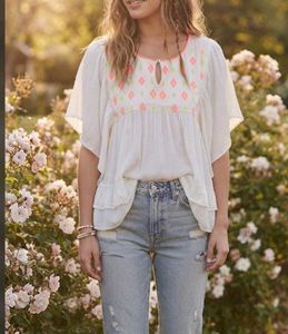 Boho Embroidered Tunic Top