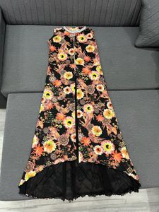 Black Floral High-Low Maxi Dress with Front Slit