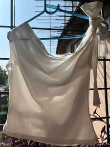 Off-Shoulder Ruched White Top