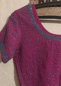 Embellished Vintage Pink Ethnic Blouse