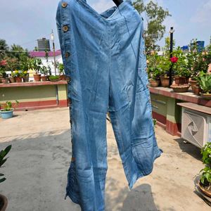 Blue Striped flared Pants