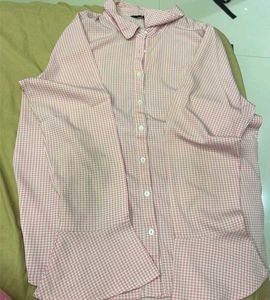 Pink Gingham Bell Sleeve Shirt