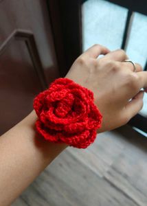 Red Flower Hair Scrunchie