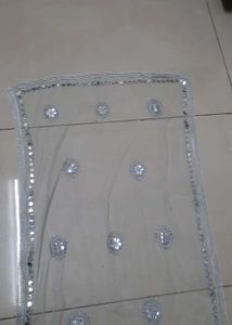Embellished Net Dupatta with Mirror Work