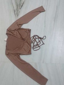 Trendy  Wrap Top with Long Sleeves