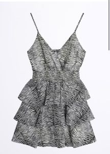 Women's Zebra Print Tiered Mini Dress
