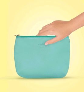 Leather Travel Pouch (Hard) - Sky Blue