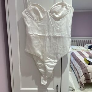 Zara Elegant White Corset Bodysuit