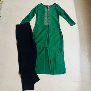 Green Kurta Set with Pants 🖤