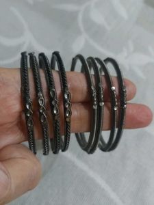 Elegant Silver-Toned Bangle Set of 8