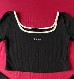 Shein Black Ribbed Top