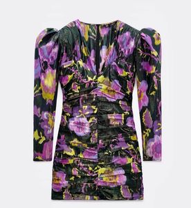 Floral Print Ruched Mini Dress