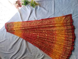 Red &amp; Gold Embroidered Saree