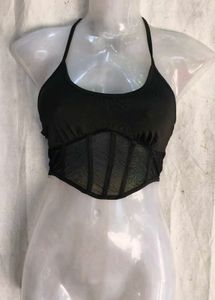 Chic Black Mesh Corset Top