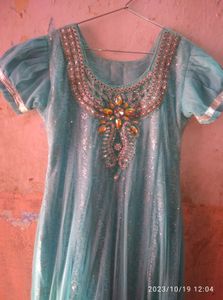 Net Anarkali Gown With Diamond Work