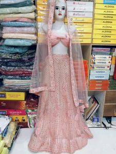 Pink Net Lehenga