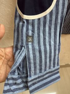 ABKASA Striped Casual Shirt with Elbow Patch