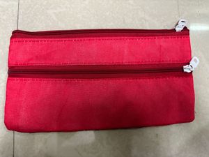 Red Silk Floral Hand-Embroidered Festive Clutch!