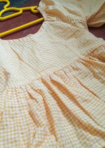Cute Yellow peplum Puff Sleeve Top