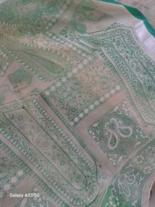 Green &amp;off white Saree for Professional look