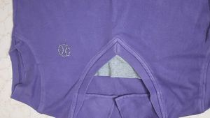 Purple Violet Tshirt With Mega Sleeves Grey Line